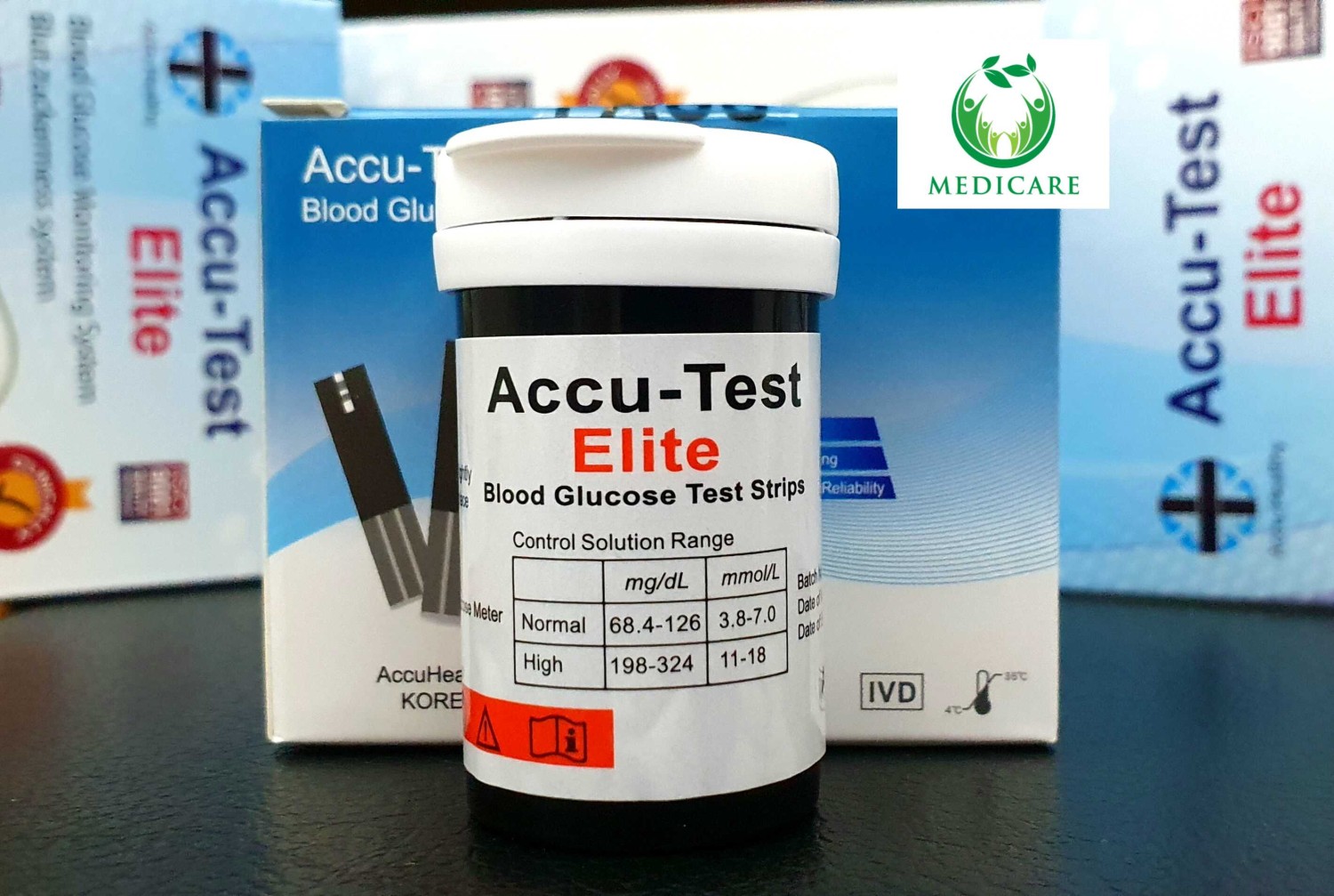 Accu Test Elite Blood Glucose Check Strip (1BOX 2VAIL 50PCS)