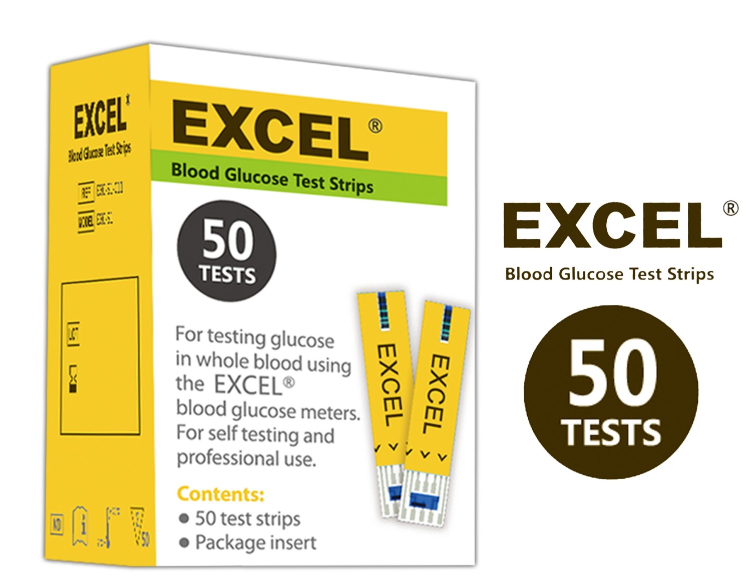 Excel Blood Glucose 50 Vial Test Strips